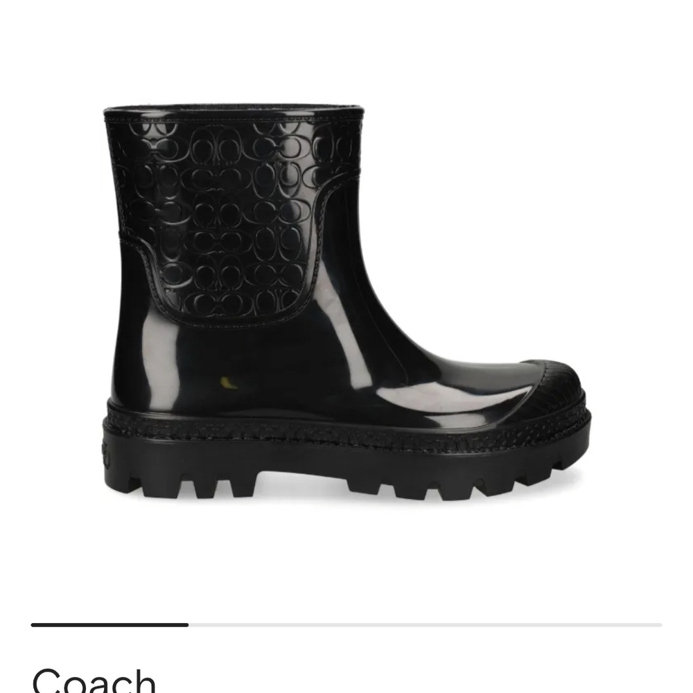Coach Glossy Black Ankle Boots
